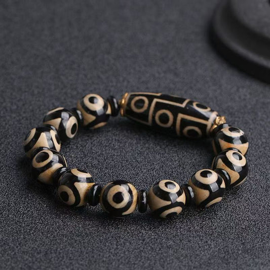 Nine-eyed dzi bracelet